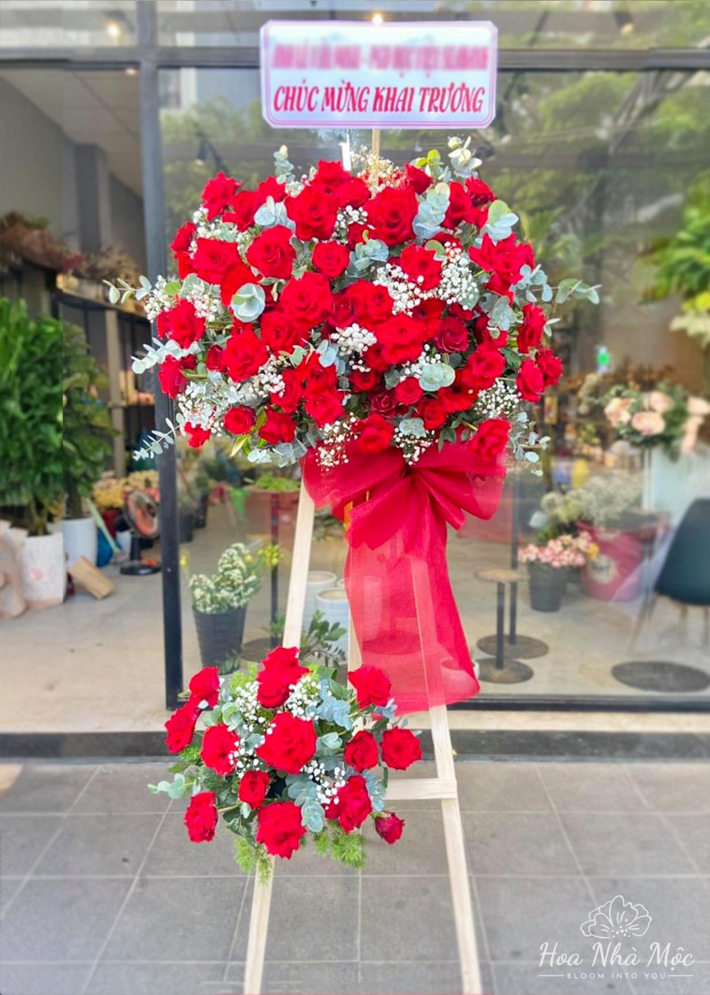 Kệ Hoa Khai Trương Hai Tầng Đỏ Rực Rỡ Kệ Hoa Khai Trương Hai Tầng Đỏ Rực Rỡ